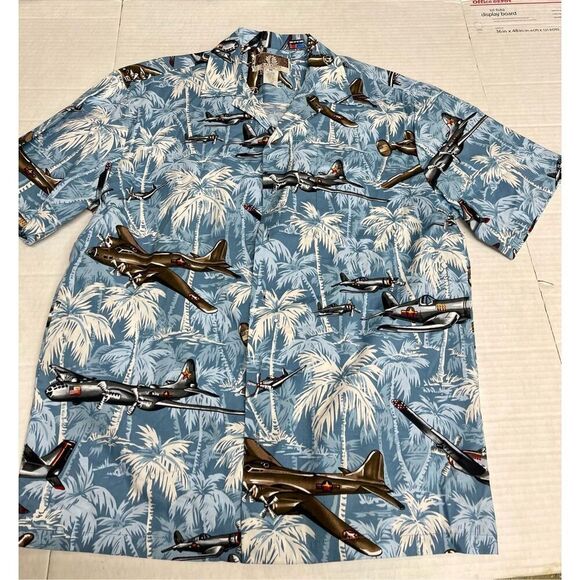 Kalaheo Hawaiian  Shirt Mens M WWII Bomber‎ Fighter War Plane Pearl Harbor A18 - Picture 1 of 7